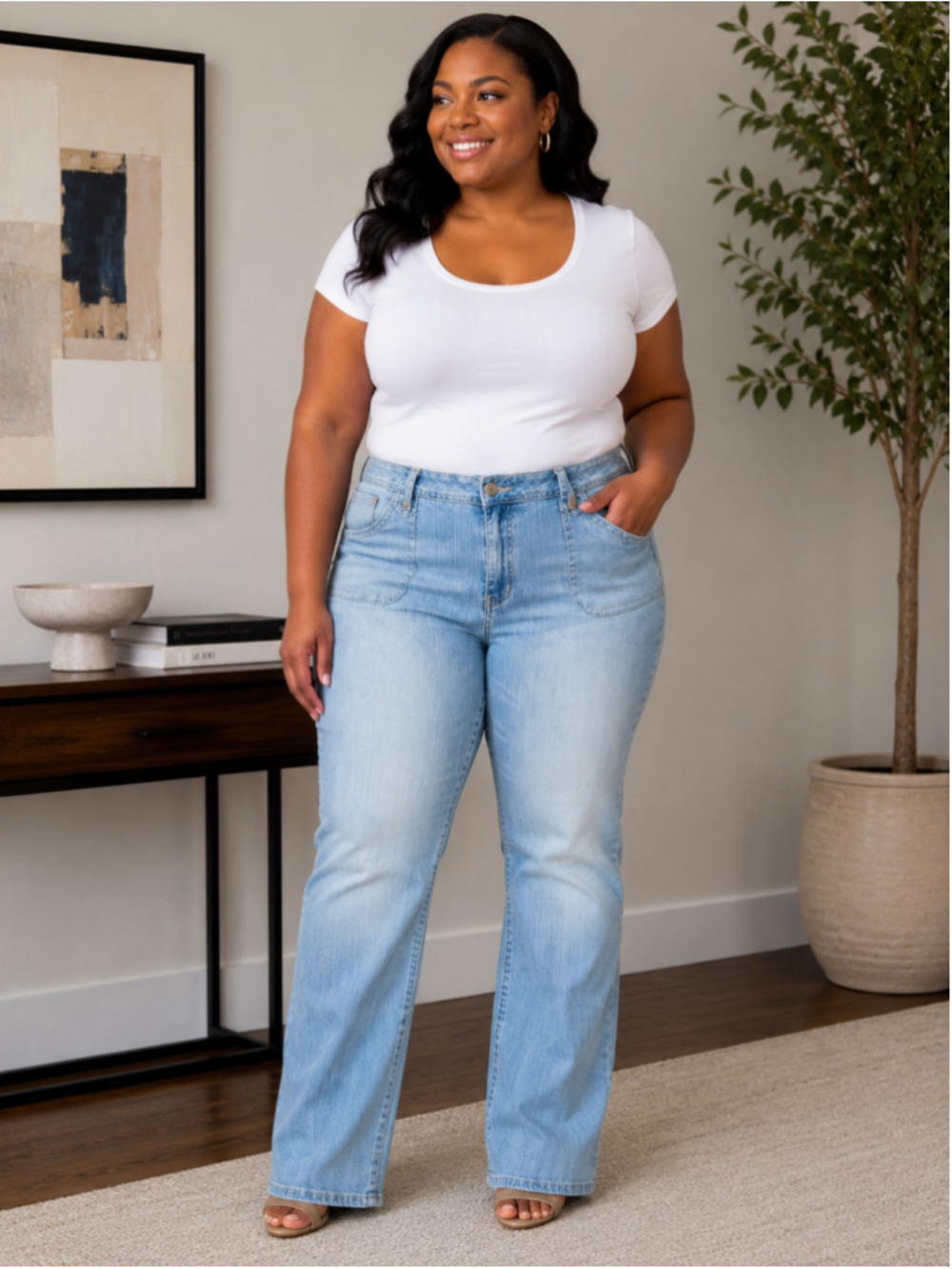 Fashion Bug Flare Jeans Blue Women’s Plus Size 22W